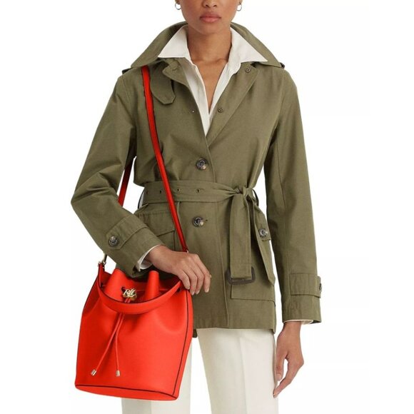 Lauren Ralph Lauren Leather Large Andie Drawstring Bag, Red NWOT - Picture 3 of 16